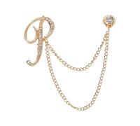 PATIKIL Broche De Solapa Con Cadena Colgante De Letra, Inicial P Con Cristales Colgante Alfiler De Corbata Alfileres De Solapa Alfabeto A-Z Broches Para Hombres Y Mujeres, Tonos Dorados