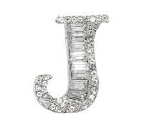 PATIKIL Broches De Letras, Letra J Inicial Broche De Cristales Broche De Metal Para Hombres Y Mujeres Regalo De Joyería Pechera, Plata