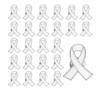 PATIKIL Broches De Listón Blanco, 25 Pcs Broches De Conciencia Con Cierre Seguro De Esmalte Para Eventos De Recaudación De Fondos De Caridad Pública