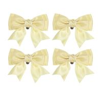 PATIKIL Broches De Zapatos Con Lazo Para Mujer 4 Pcs Lazos Elegantes De Satén Desmontables Broches Para Zapatos Adorno Decorativo Para Bodas Fiestas Amarillo Claro