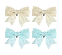 PATIKIL Broches De Zapatos De Lazo Para Mujer 4 Pcs Lazos Elegantes De Satén Desmontables Broches Para Zapatos Adorno Encantador Hebilla Para Decoración Boda Fiesta Blanco/Azul