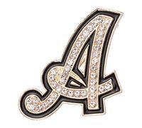 PATIKIL Broches Letras Con Piedras Estrás, Broche Letra Inicial A Alfabeto Cristal A-Z Con Borde Negro Para Mujeres Joyería Regalo Traje Ropa Sombrero Vestido Abrigo Artesanía, Dorado
