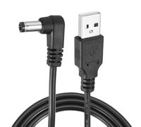 PATIKIL Cable conector de alimentación USB tipo A macho a CC, conector de alimentación en forma de L USB a CC 5 V, cable de alimentación, conector de carga, cable adaptador, color negro (5,5 x 2,5 mm)