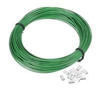 PATIKIL Cable De Acero De 1 Mm, 20 M Cable De Acero Inoxidable 304 Recubierto De Vinilo Negro Con 20 Piezas De Manga De Crimpado M1 Para Colgar Luces Cuerdas De Tendedero, Verde