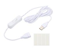 PATIKIL Cable USB De 2M Con Interruptor De Encendido/Apagado, Cable De Extensión USB Macho A Hembra Con Cinta Doble Cara De Espuma Para Lámpara De Escritorio LED Tira LED, Blanco