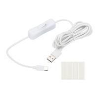 PATIKIL Cable USB De 2M Con Interruptor De Encendido/Apagado, Cable De Extensión USB Macho A Tipo-C Macho Con Cinta Doble Cara De Espuma Para Lámpara De Escritorio LED Tira LED, Blanco