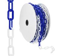 PATIKIL Cadena de barrera de plástico de 100 pies, Cadena de barrera de seguridad Cadena de plástico Enlaces de cadena de control de multitudes para valla de jardín de puerta, Azul Blanco