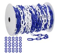 PATIKIL Cadena de plástico azul/blanco, 131pcs 8mm Cadena de barrera de seguridad de plástico grande Larga para control de multitudes, estacionamiento, cerca