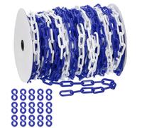PATIKIL Cadena de plástico azul/blanco, 164pcs 8mm Cadena de barrera de seguridad de plástico grande Larga para control de multitudes, estacionamiento, cerca