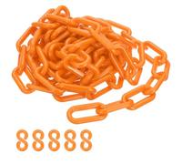 PATIKIL Cadena de plástico naranja, 10pcs 8mm Cadena de barrera de seguridad para control de multitudes, estacionamiento, cerca, puerta, concierto