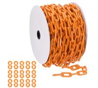 PATIKIL Cadena de plástico naranja, 92pcs 8mm Cadena de barrera de seguridad grande de plástico largo para control de multitudes, estacionamiento, cerca