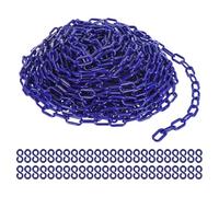 PATIKIL Cadenas de Plástico Eslabones de Cadena de Seguridad de 100 Pies Azul 0.24"/6mm de Altura Cadenas de Plástico con 24 Ganchos de Plástico Azules para Barreras