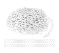 PATIKIL Cadenas de Plástico Eslabones de Cadena de Seguridad de 100 Pies Cadenas de Plástico Blancas de 0.24"/6mm de Altura con 24 Ganchos de Plástico Blancos para Barreras