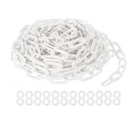 PATIKIL Cadenas de Plástico, Eslabones de Cadena de Seguridad de 50 Pies, Cadenas de Plástico Blancas de 0.31"/8mm de Altura con 12 Ganchos de Plástico Blancos para Barreras