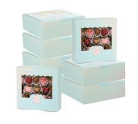 PATIKIL Cajas De Pastelería Rectangulares Degradado Azul/Rosa 5.3 X 5.3 X 2" 30 Unidades Para Jabón Casero Golosinas Galletas Con Ventana Para Pastelería Dulces Manualidades