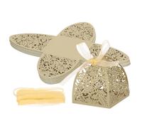 PATIKIL Cajas de regalo de 2.36 x 2.36 x 2.76 pulgadas, 50 cajas de regalo de fiesta de dulces para boda, día de la madre, Pascua, aniversario, Navidad, graduación, celebración, color beige y dorado