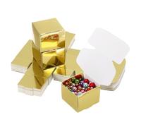 PATIKIL Cajas Pequeñas De Regalo 2x2x1.6" A Granel Con Tapa 40 Paquetes Mini Cuadradas Plegables De Cartón Para Joyería Anillos Arete Favor De Boda Cumpleaños Oro