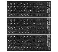 PATIKIL Calcomanías hebreas para teclado de PC, fondo negro con letras blancas para computadora, laptop, escritorio, 3 piezas