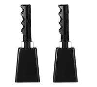 PATIKIL Campanas de Vaca de 9 Pulgadas para Juegos de Fútbol, 2 Cencerros para Eventos Deportivos a Granel para Hacer Ruido, Campana de Vaca de Metal con Mango para Animar, Negro