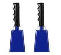 PATIKIL Campanas de Vaca de 9 Pulgadas para Juegos de Fútbol, 2 Cencerros para Eventos Deportivos a Granel para Hacer Ruido, Campana de Vaca de Metal con Mango para Animar, Azul