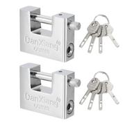 PATIKIL Candado de alta seguridad, 2 cerraduras de grillete de acero en forma de D de 2.4 pulgadas con 4 llaves para unidad de almacenamiento, cerradura de puerta de garaje, contenedores de cobertizo