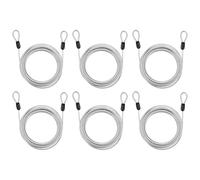 PATIKIL Candado de cable de seguridad (1/8 pulgadas de diámetro de 11 pies, capacidad de carga de 110 libras, plateado) (6 piezas) de acero inoxidable recubierto de vinilo, doble bucle, cuerda de