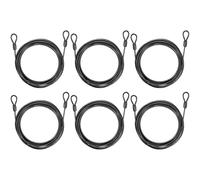 PATIKIL Candado de cable de seguridad (1/8 pulgadas de diámetro de 11 pies, capacidad de carga de 110 libras, negro) (6 piezas) de acero inoxidable recubierto de vinilo, doble bucle, cuerda de alambre