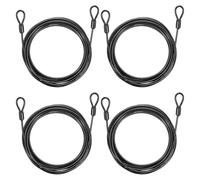 PATIKIL Candado de cable de seguridad (1/8 pulgadas de diámetro de 11 pies, capacidad de carga de 110 libras, negro) (4 piezas) de acero inoxidable recubierto de vinilo, doble bucle, cuerda de alambre