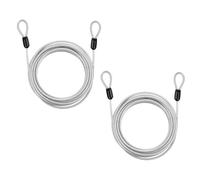 PATIKIL Candado de cable de seguridad (5/32 pulgadas de diámetro, capacidad de carga de 11 pies, 75 libras, plateado) (2 piezas) de acero inoxidable recubierto de vinilo, doble bucle, cuerda de