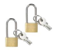 PATIKIL Candados de latón macizo de 1.6", 2 unidades Candado de grillete largo con llave diferente a prueba de intemperie para taquilla de gimnasio, puerta de valla, exterior e interior