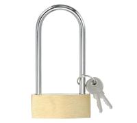 PATIKIL Candados de latón macizo de 3.8", 1 pieza Candado de grillete largo con llave diferente con 2 llaves a prueba de intemperie para taquilla de gimnasio, puerta