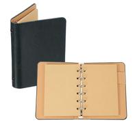 PATIKIL Carpeta de 6 anillas, paquete de 1, mini agenda personal recargable de hojas sueltas A7 de cuero kraft con 50 hojas, verde oscuro.