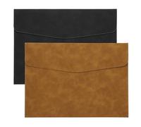 PATIKIL Carpeta de Archivos de Cuero PU A4, Organizador de Archivos de Documentos de 2 Piezas Portafolio de Carpeta de Sobre con Cierre de Broche para Carta Recibo, Marrón/Negro