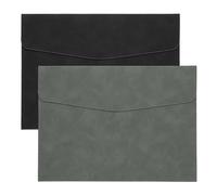 PATIKIL Carpeta de Archivos de Cuero PU A4, Organizador de Archivos de Documentos de 2 Piezas Portafolio de Carpeta de Sobre con Cierre de Broche para Carta Recibo, Negro/Gris