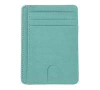 PATIKIL Cartera minimalista y delgada, bolsillo frontal de cuero, cartera con bloqueo RFID, tarjetero de crédito, clip para dinero con ventana de identificación, Azul-cielo