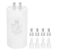 PATIKIL CBB60 100uF Condensador de Arranque, 1 Pcs Ac450V 4 Pines Condensador de Supresión Doble Inserto con Funda de Resorte, Blanco