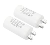 PATIKIL CBB60 10uF Funcionamiento Condensador, 2uds AC 450V 4 Pasadores 50/60Hz Cilindro Inferior para Lavadora Máquina,Bomba Agua Motor Estrella, Blanco