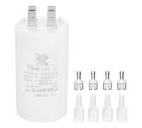 PATIKIL CBB60 16uF Condensador de Arranque, 1 Pcs Ac450V 4 Pines Condensador de Supresión Doble Inserto con Funda de Resorte, Blanco