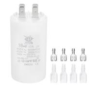 PATIKIL CBB60 18uF Condensador de Arranque, 1 Pcs Ac450V 4 Pines Condensador de Supresión Doble Inserto con Funda de Resorte, Blanco