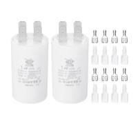 PATIKIL CBB60 1uF Condensador de Arranque, 2 Uds Ac450V 4 Pines Condensador de Supresión Doble Inserción con Funda de Resorte, Blanco