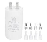PATIKIL CBB60 20uF Condensador de Arranque, 1 Pcs Ac450V 4 Pines Condensador de Supresión Doble Inserto con Funda de Resorte, Blanco