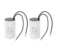PATIKIL CBB60 25uF Condensador de Arranque, 2 Pcs de Condensador de Funcionamiento con 2 Cables, AC 450V con Frecuencia de 50Hz/60Hz, para Compresores de Aire y Bombas, Blanco