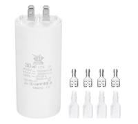 PATIKIL CBB60 30uF Condensador de Arranque, 1 Pcs Ac450V 4 Pines Condensador de Supresión Doble Inserción con Funda de Resorte, Blanco