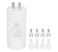 PATIKIL CBB60 40uF Condensador de Arranque, 1 Pcs Ac450V 4 Pines Condensador de Supresión Doble Inserto con Funda de Resorte, Blanco