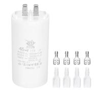 PATIKIL CBB60 45uF Condensador de Arranque, 1 Pcs Ac450V 4 Pines Condensador de Supresión Doble Inserto con Funda de Resorte, Blanco