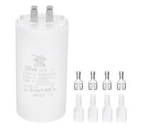PATIKIL CBB60 50uF Condensador de Arranque, 1 Pcs Ac450V 4 Pines Condensador de Supresión Doble Inserto con Funda de Resorte, Blanco