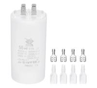 PATIKIL CBB60 55uF Condensador de Arranque, 1 Pcs Ac450V 4 Pines Condensador de Supresión Doble Inserción con Funda de Resorte, Blanco