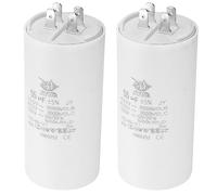 PATIKIL CBB60 55uf Funcionamiento Condensador, 2 Uds CA 450V 4 Pines 50/60Hz Doble Inserción Cilindro Fondo para Aire Acondicionado,Agua Bomba, Motor Estrella 105 x 50mm