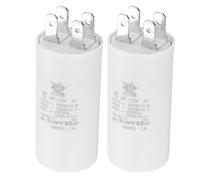 PATIKIL CBB60 6uf Funcionamiento Condensador, 2 Uds CA 450V 4 Pines 50/60Hz Doble Inserción Cilindro Inferior para Aire Acondicionado,Agua Bomba,Motor Estrella 62 x 30 mm