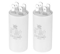 PATIKIL CBB60 7.5uf Funcionamiento Condensador, 2 Uds CA 450V 4 Pines 50/60Hz Doble Inserción Cilindro Inferior para Aire Acondicionado,Agua Bomba,Motor Estrella 62 x 30 mm
